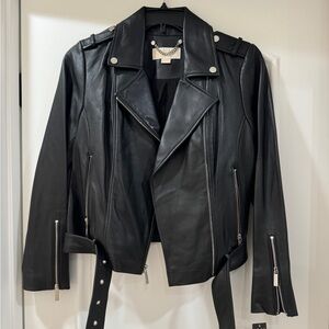 Michael Kors Women’s Leather Moto Coat